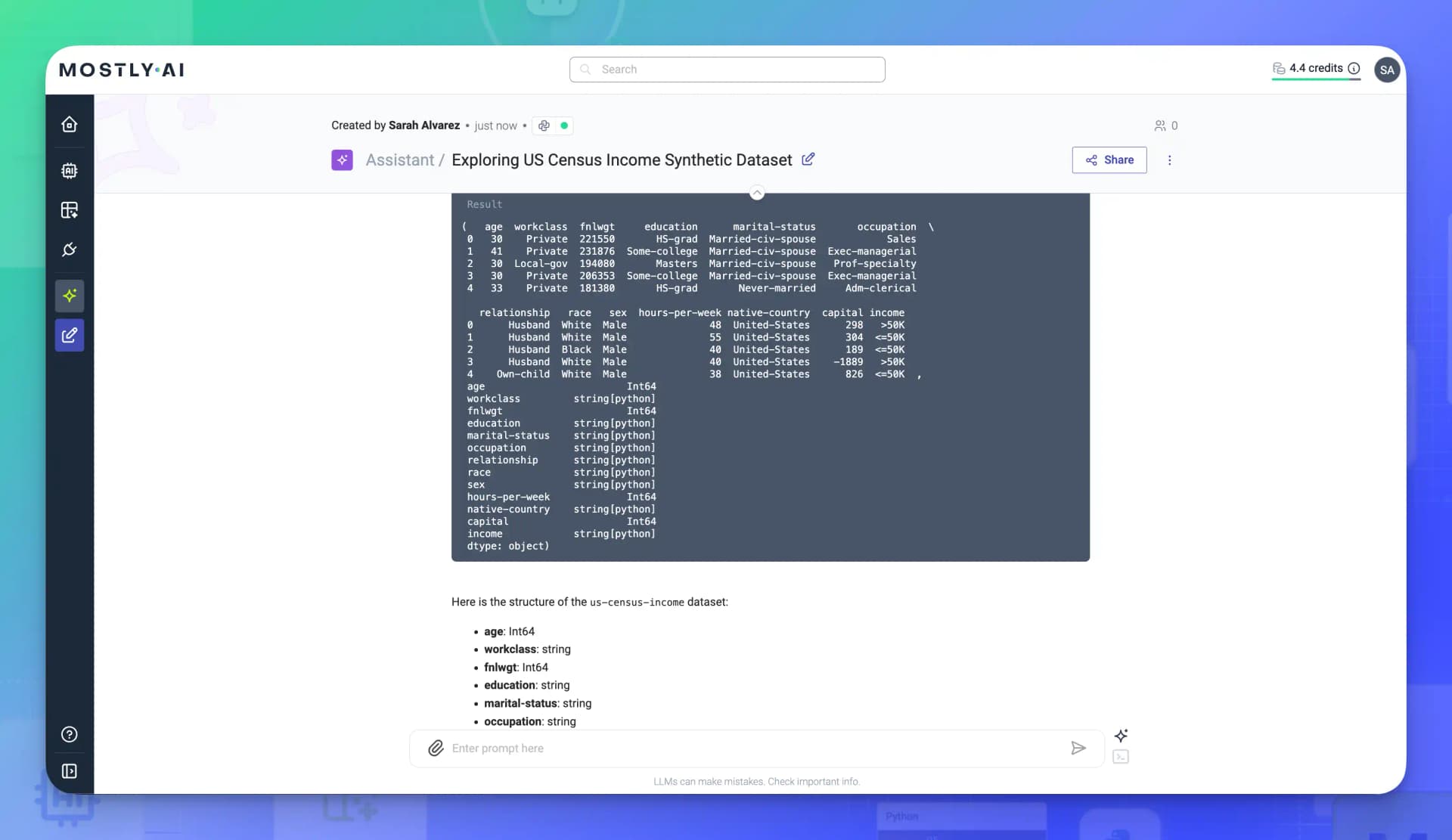 MOSTLY AI - Assistant - Example 04 - Access privacy-safe data